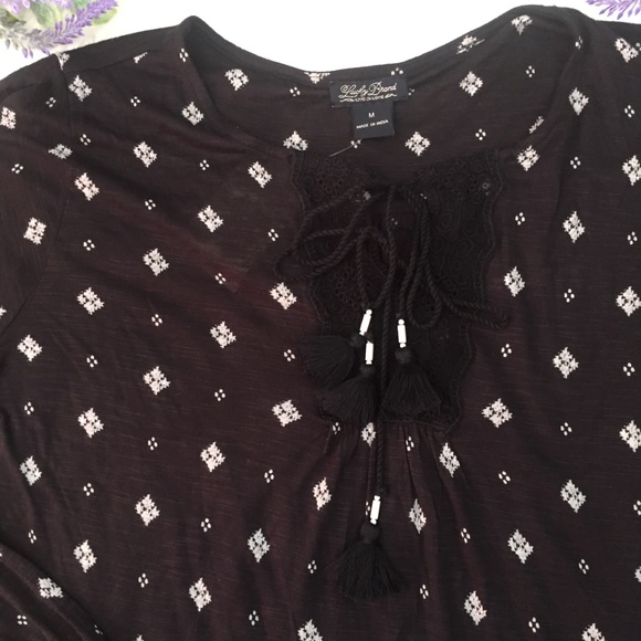 Lucky Brand Cold Shoulder NWT Knit Tassel Top Med - Picture 4 of 8